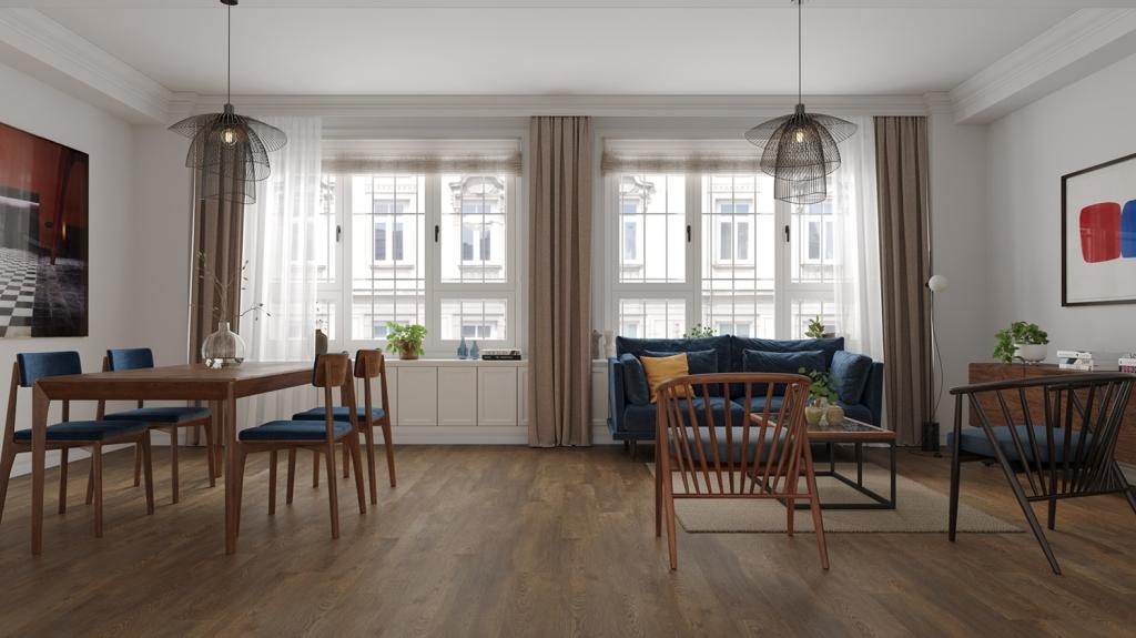 Кварцвиниловая плитка Alpine Floor клеевая Easy Line Дуб Гоен ЕСО 3-45 1219,2×184,15×3 фото в интерьере